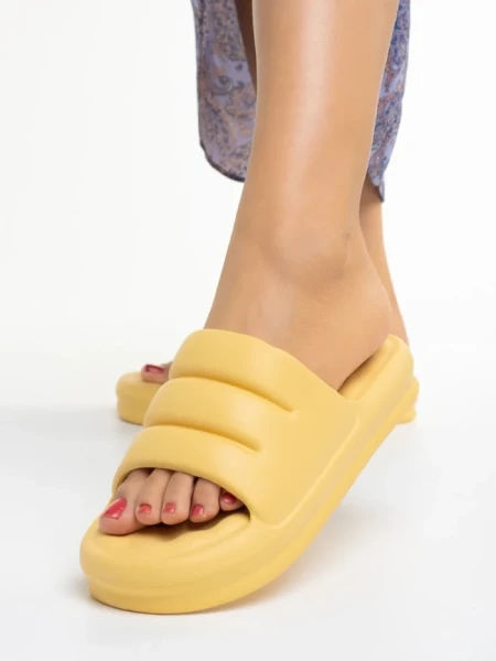 Дамски чехли  жълти от синтетичен материал  Dorothy