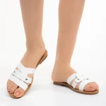 Дамски чехли бели от еко кожа  Caila