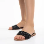 Дамски чехли  черни  от еко кожа  Deloria