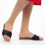 Дамски чехли  черни  от еко кожа  Deloria