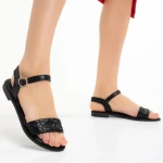 Дамски сандали  черни  от еко кожа  Deema