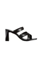 Дамски чехли с ток черни  от еко кожа  Dennise