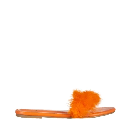 Дамски чехли оранжеви от еко кожа  Raylee