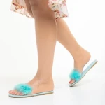 Дамски чехли тюркоаз от еко кожа  Raylee