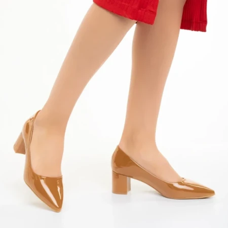 Дамски обувки  камел от еко кожа  Afila