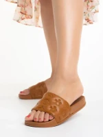 Дамски сандали кафяви от еко кожа Canary