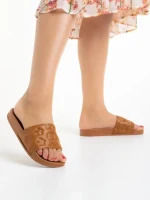 Дамски сандали кафяви от еко кожа Canary