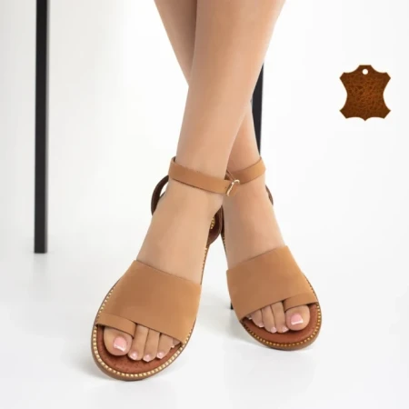 Дамски сандали камел  от естествена кожа  Danessa