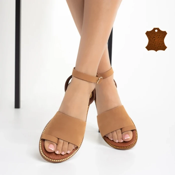 Дамски сандали камел  от естествена кожа  Danessa