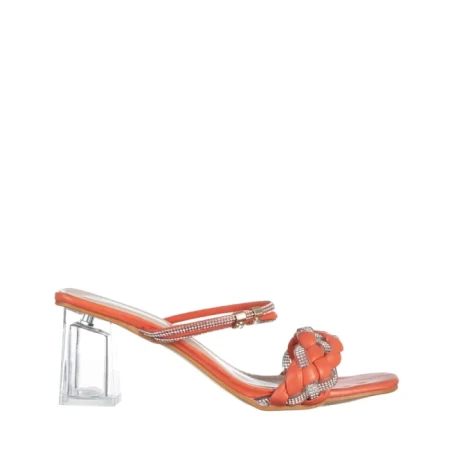 Дамски чехли оранжеви  от еко кожа Abriana