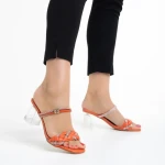 Дамски чехли оранжеви  от еко кожа Abriana