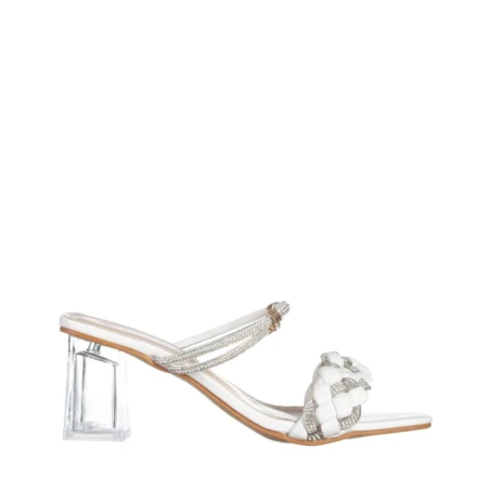 Дамски чехли бели  от еко кожа Abriana