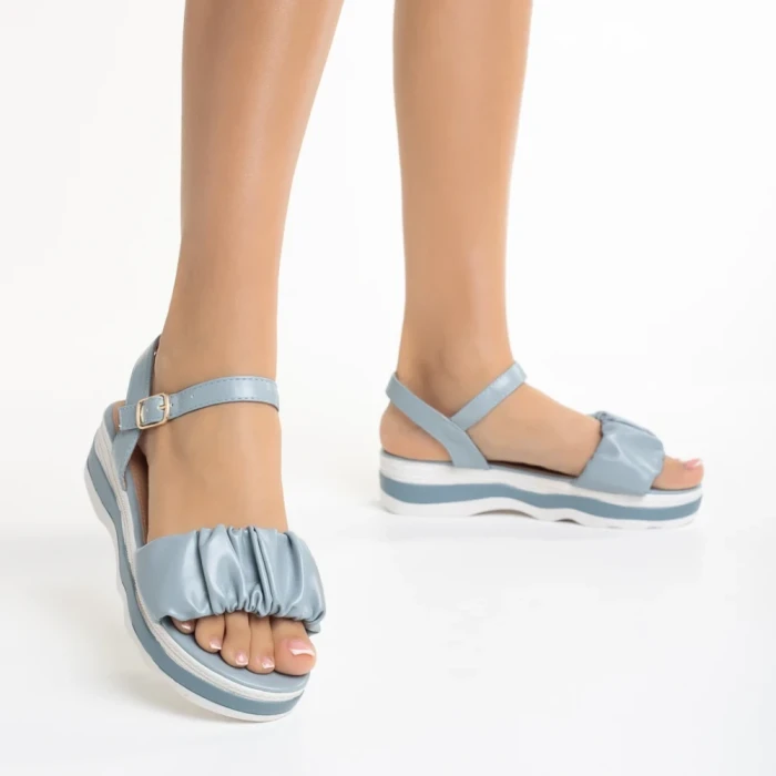 Дамски сандали  сини от еко кожа Wilda