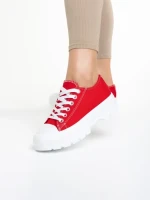 Дамски кецове  червени  от текстилен материал  Valorie