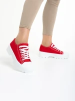 Дамски кецове  червени  от текстилен материал  Valorie