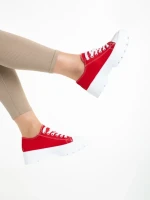 Дамски кецове  червени  от текстилен материал  Valorie