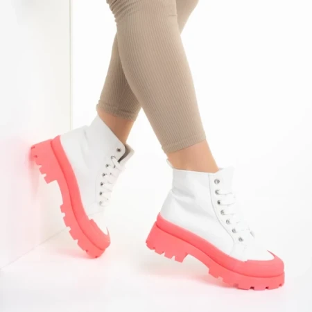 Дамски кецове  бели с цикламено от текстилен материал  Vanisha