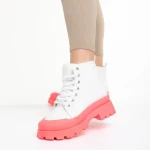 Дамски кецове  бели с цикламено от текстилен материал  Vanisha