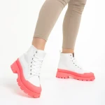 Дамски кецове  бели с цикламено от текстилен материал  Vanisha