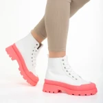 Дамски кецове  бели с цикламено от текстилен материал  Vanisha