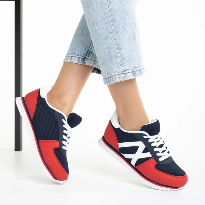 Дамски спортни обувки  Cery сини с червено