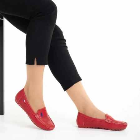 Дамски мокасини червени  от еко кожа  Lakaya