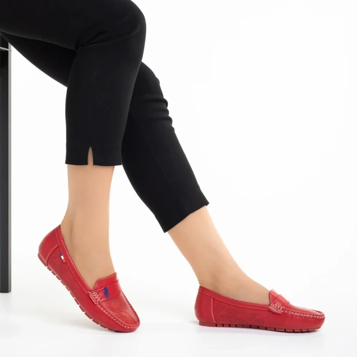 Дамски мокасини червени  от еко кожа  Lakaya