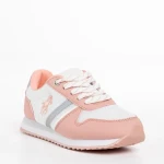 Детски спортни обувки  бели с розово  от текстилен материал  Lear