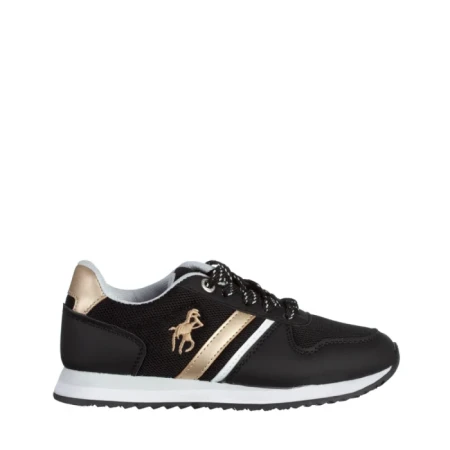 Детски спортни обувки  черни със златисто от текстилен материал  Lear