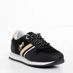 Детски спортни обувки  черни със златисто от текстилен материал  Lear