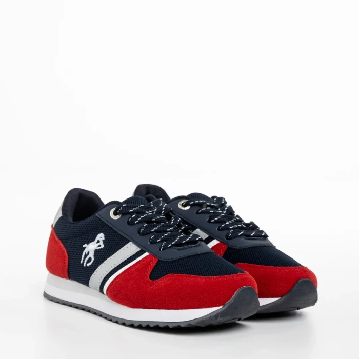 Детски спортни обувки  сини с червено  от текстилен материал  Lear
