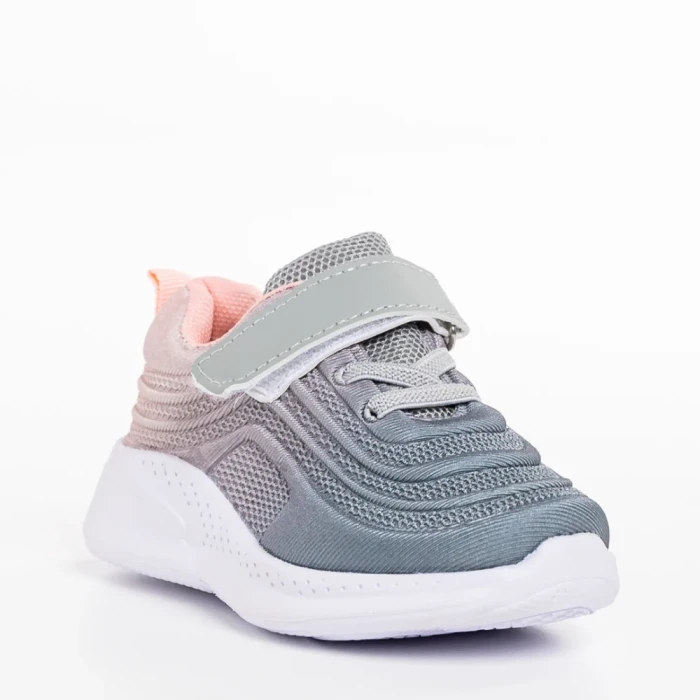 Детски спортни обувки сиви с розово  от текстилен материал  Vear