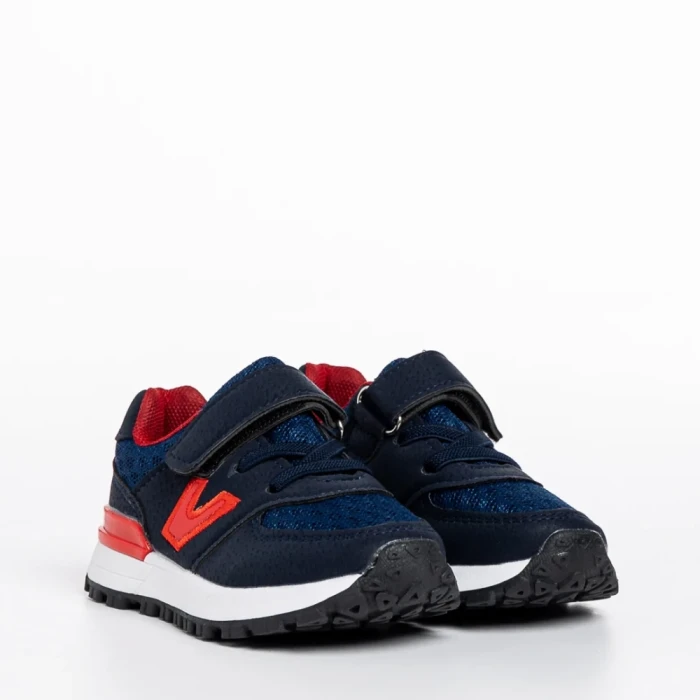 Детски спортни обувки  сини с червено  от еко кожа Rockie