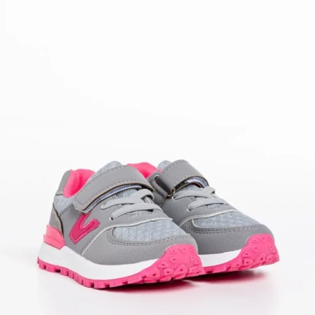 Детски спортни обувки сиви с розово от еко кожа Rockie