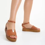 Дамски сандали камел  от естествена кожа  Irene