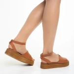 Дамски сандали камел  от естествена кожа  Irene