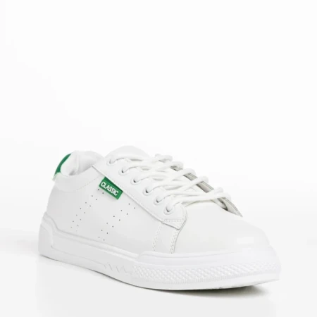 Дамски спортни обувки бели със зелено от еко кожа  Ruba