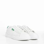 Дамски спортни обувки бели със зелено от еко кожа  Ruba