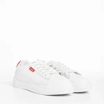 Дамски спортни обувки бели  с червено от еко кожа  Ruba