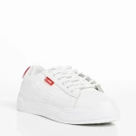 Дамски спортни обувки бели  с червено от еко кожа  Ruba