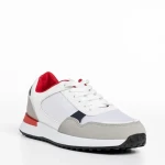 Мъжки спортни обувки  бели от еко кожа и текстилен материал  Logan