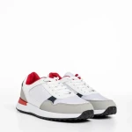 Мъжки спортни обувки  бели от еко кожа и текстилен материал  Logan