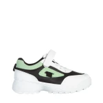 Детски спортни обувки  черни със зелено от еко кожа  Rumaysa