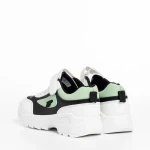 Детски спортни обувки  черни със зелено от еко кожа  Rumaysa