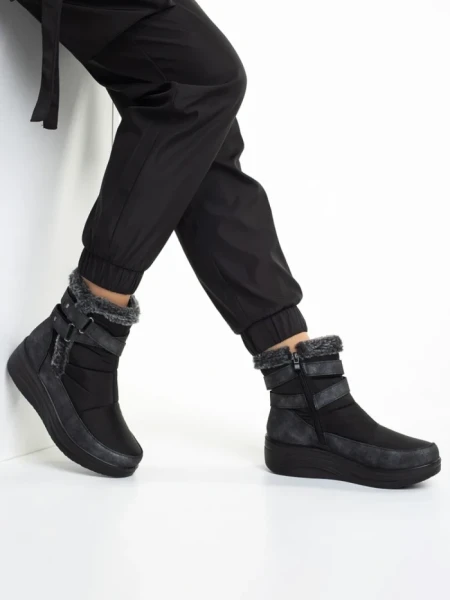 Дамски боти  черни  от текстилен материал  Katara