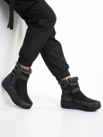 Дамски боти  черни  от текстилен материал  Katara