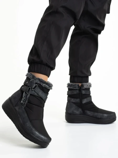 Дамски боти  черни  от текстилен материал  Katara