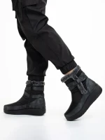 Дамски боти  черни  от текстилен материал  Katara