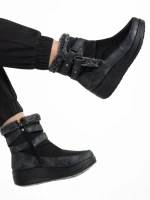 Дамски боти  черни  от текстилен материал  Katara