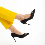 Дамски обувки  черни от текстилен материал  Rosette